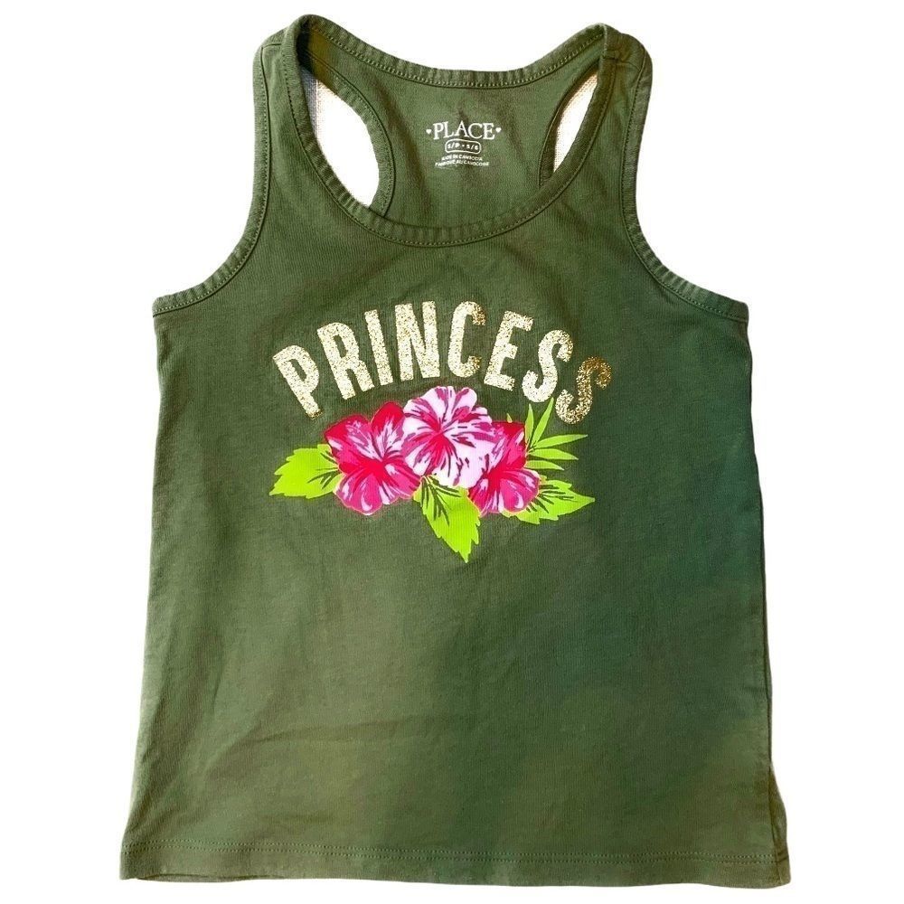 Children’s Place Green Tropical Floral Top  5-6